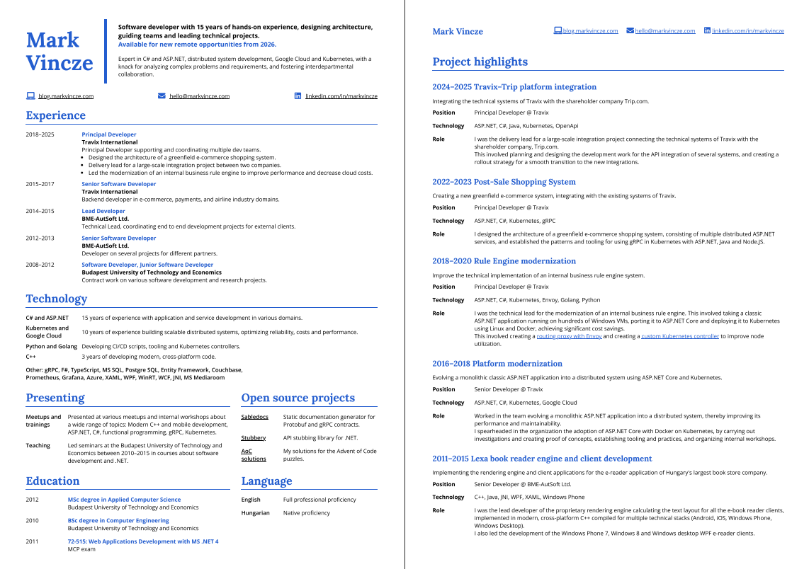 The PDF version of my resume.